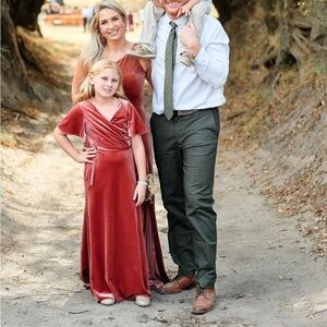 Girls terracotta velvet dress